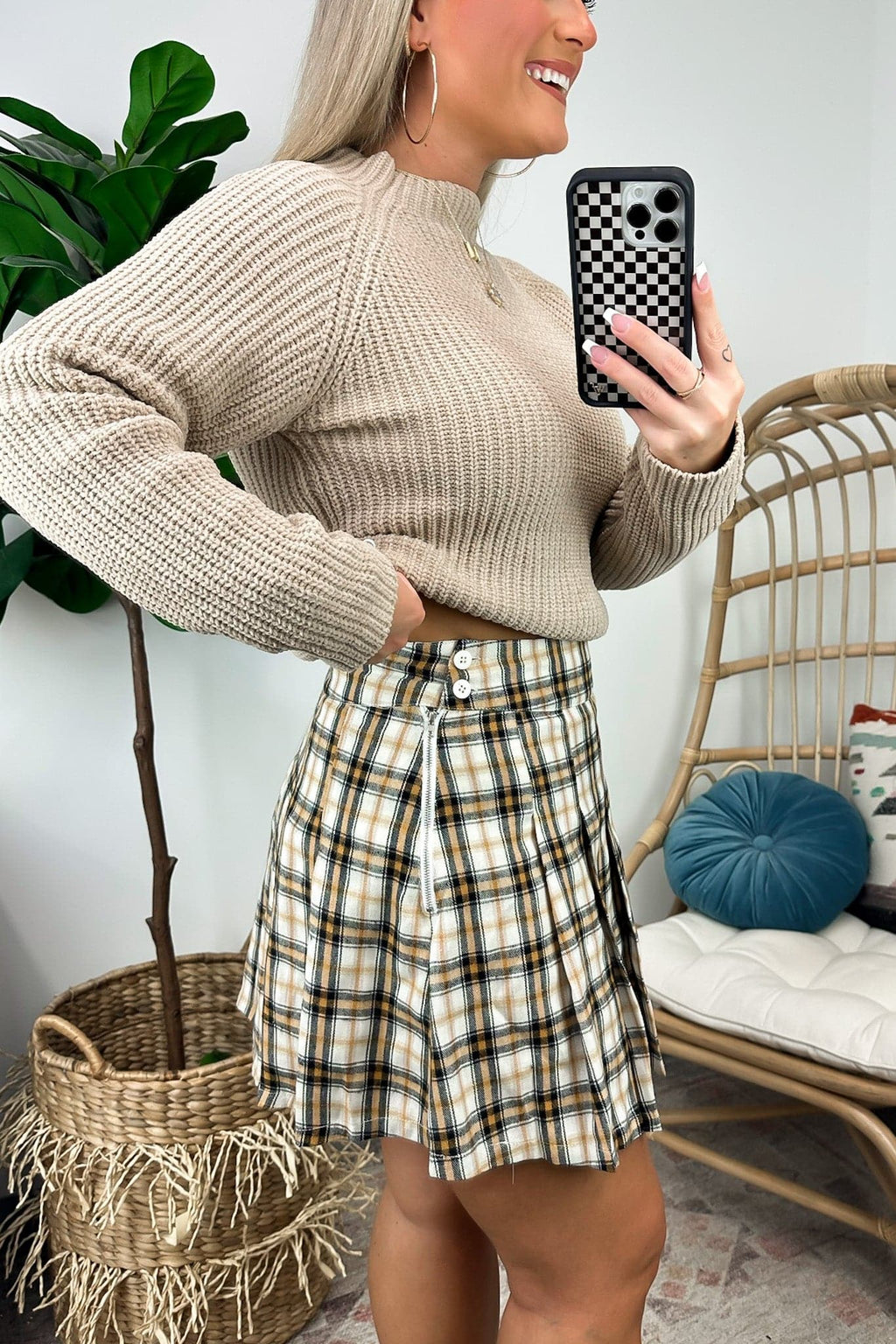  Tannins Pleated Plaid Skort - FINAL SALE - Madison and Mallory