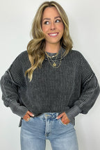 Tara Washed Side Slit Knit Sweater - BACK IN STOCK - Madison and Mallory