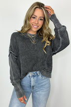 Tara Washed Side Slit Knit Sweater - BACK IN STOCK - Madison and Mallory