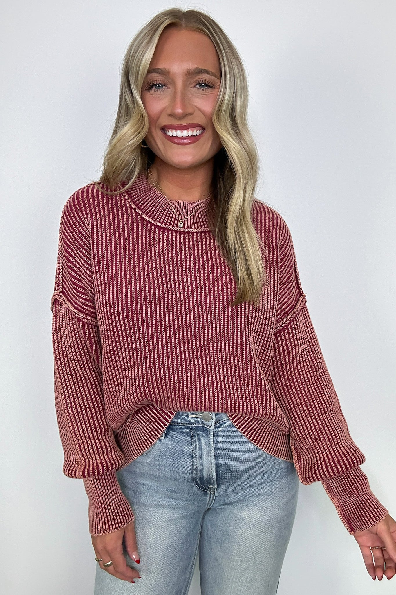  Tara Washed Side Slit Knit Sweater - BACK IN STOCK - Madison and Mallory