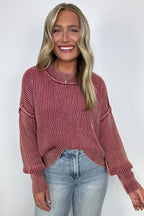Tara Washed Side Slit Knit Sweater - BACK IN STOCK - Madison and Mallory