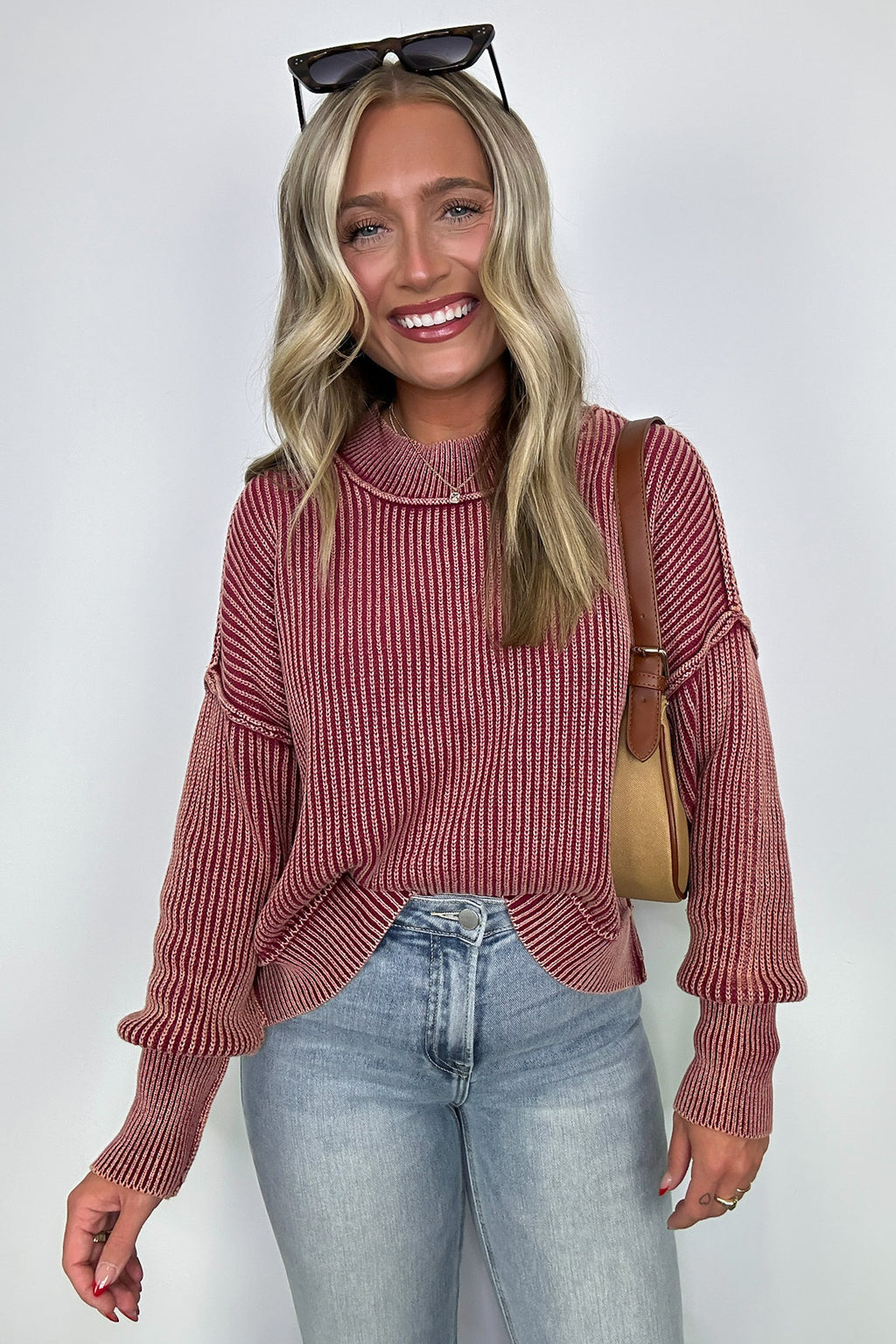 Tara Washed Side Slit Knit Sweater - BACK IN STOCK - Madison and Mallory