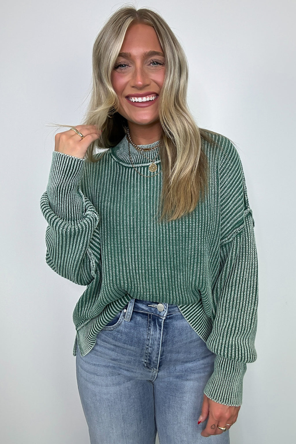 Tara Washed Side Slit Knit Sweater - BACK IN STOCK - Madison and Mallory