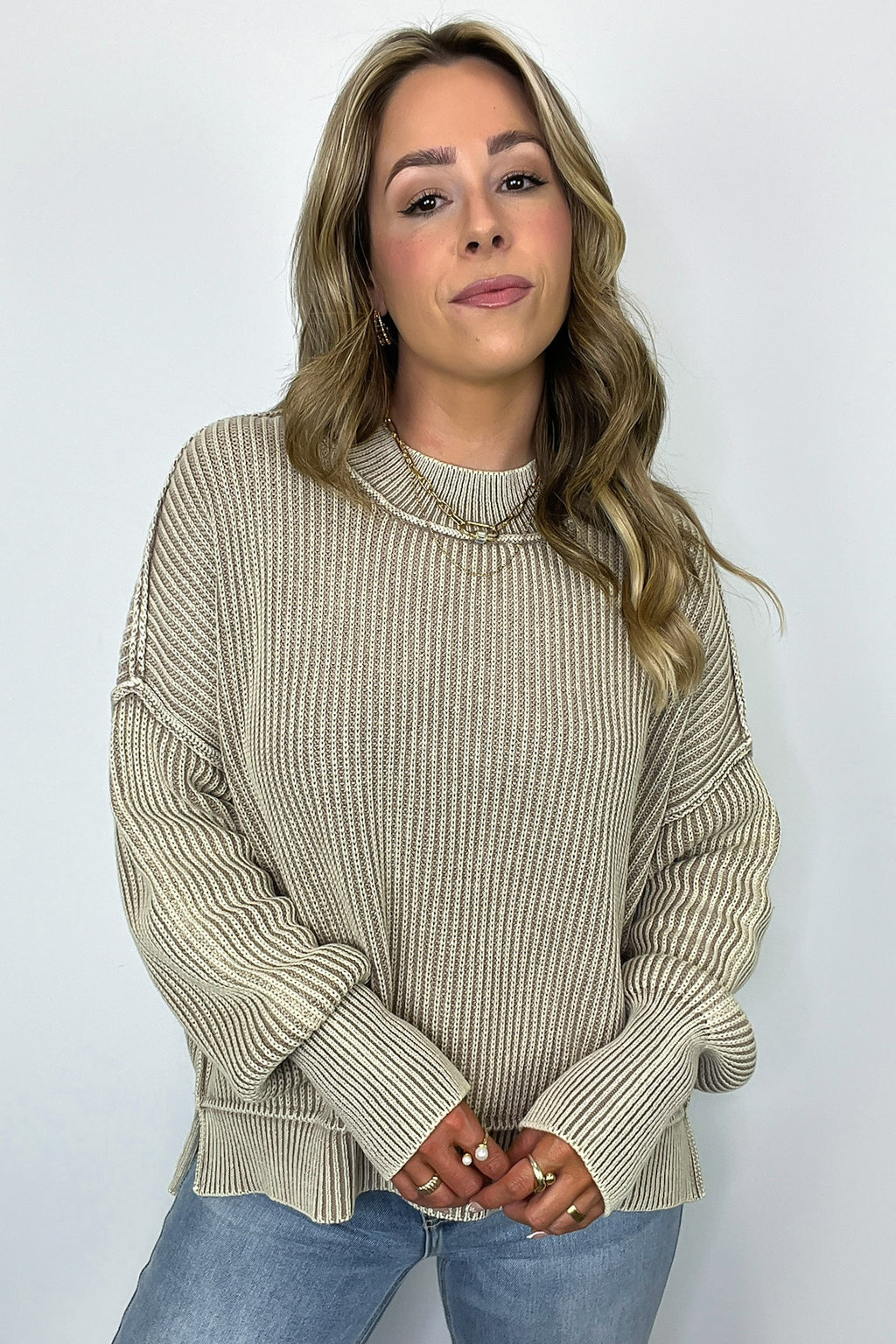  Tara Washed Side Slit Knit Sweater - BACK IN STOCK - Madison and Mallory