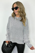 Tara Washed Side Slit Knit Sweater - BACK IN STOCK - Madison and Mallory