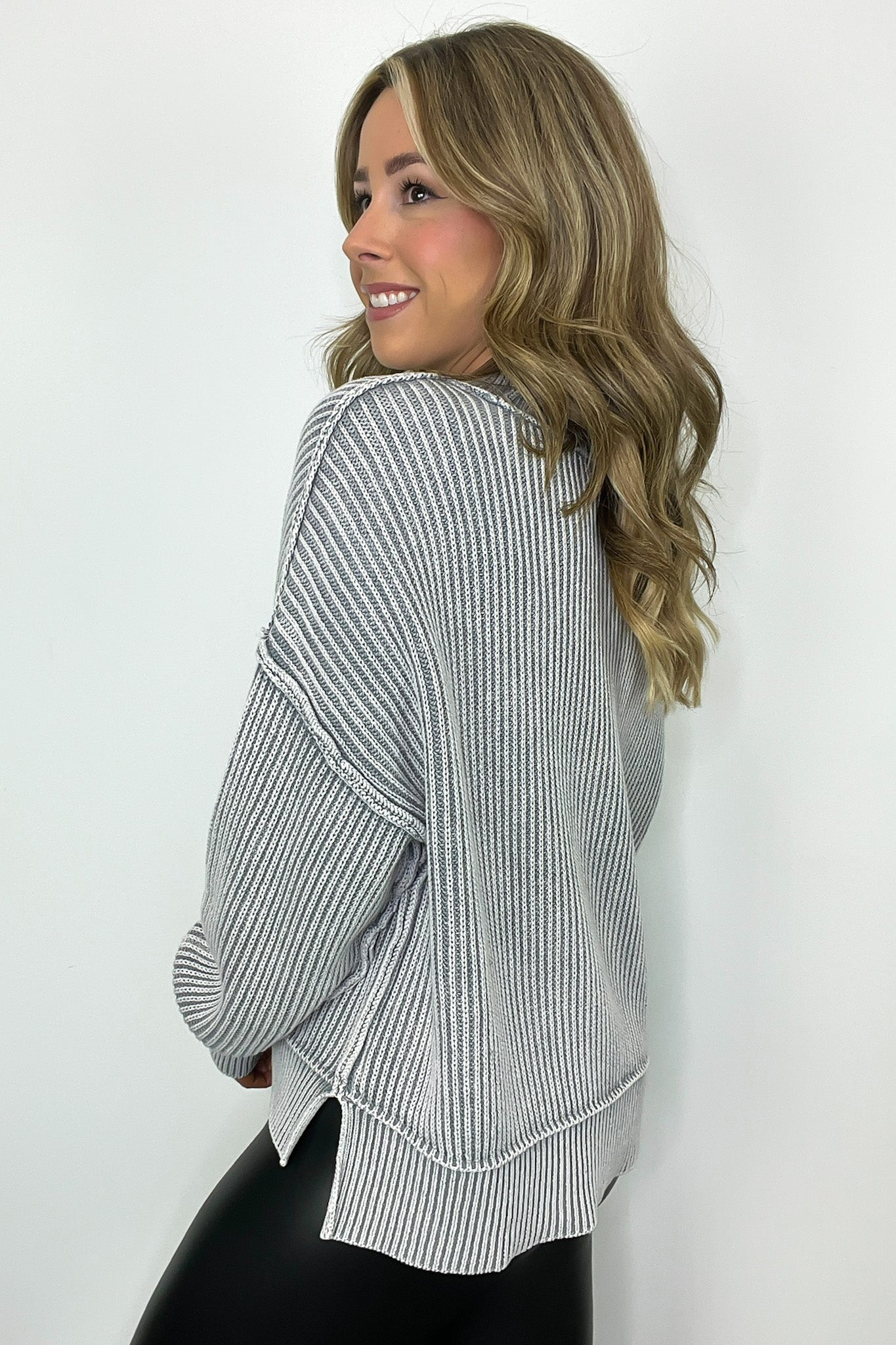  Tara Washed Side Slit Knit Sweater - BACK IN STOCK - Madison and Mallory