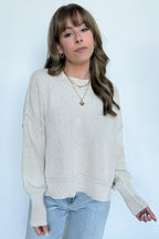 Tara Washed Side Slit Knit Sweater - BACK IN STOCK - Madison and Mallory