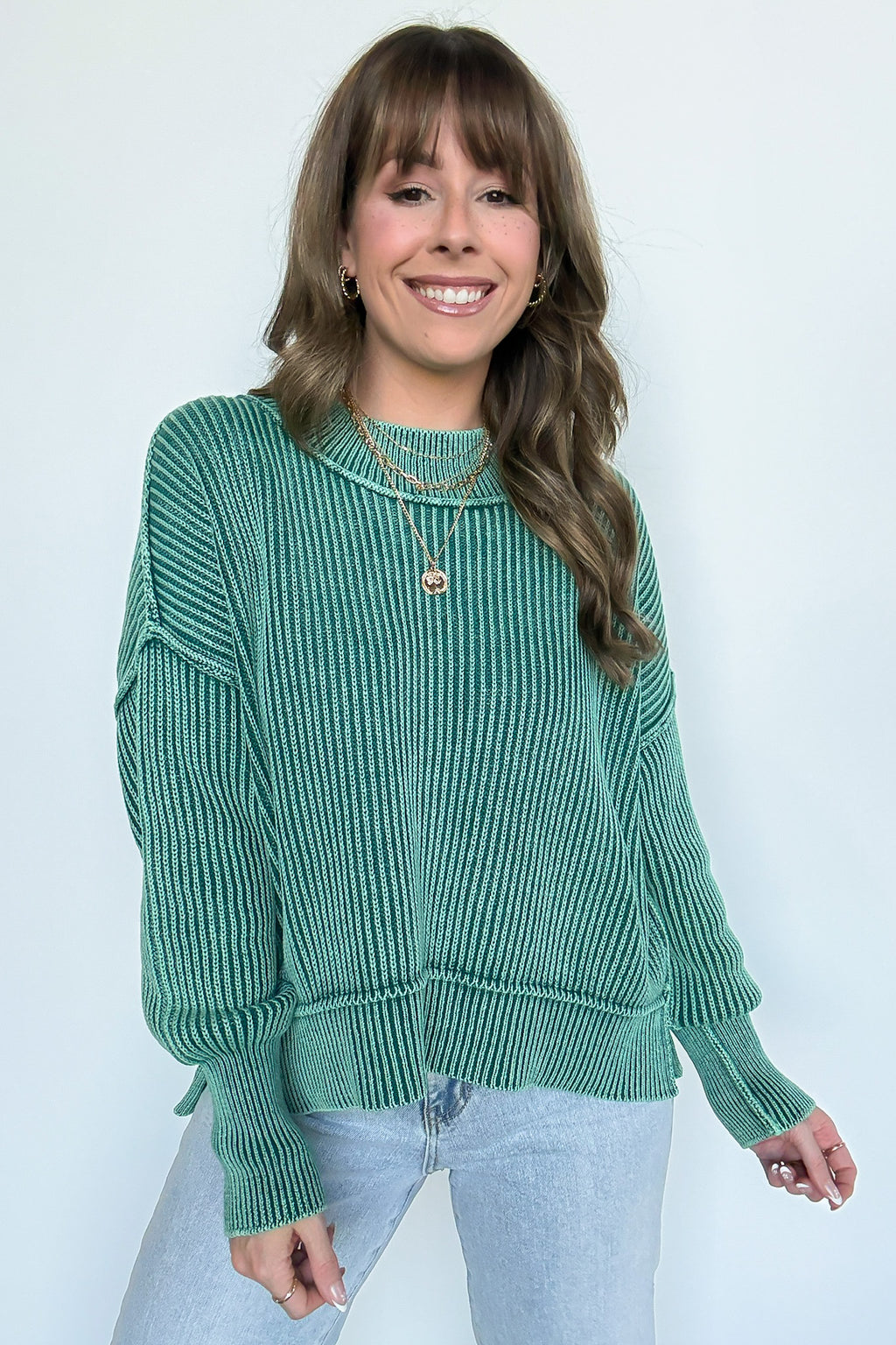  Tara Washed Side Slit Knit Sweater - BACK IN STOCK - Madison and Mallory