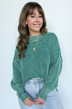 Tara Washed Side Slit Knit Sweater - BACK IN STOCK - Madison and Mallory