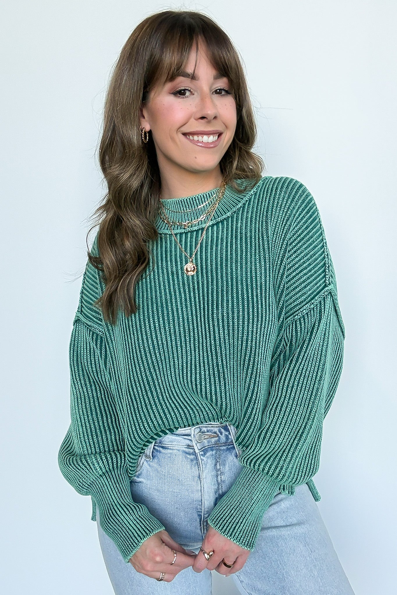 Tara Washed Side Slit Knit Sweater - BACK IN STOCK - Madison and Mallory