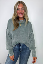 Ash Jade / SM Tara Washed Side Slit Knit Sweater - BACK IN STOCK - Madison and Mallory
