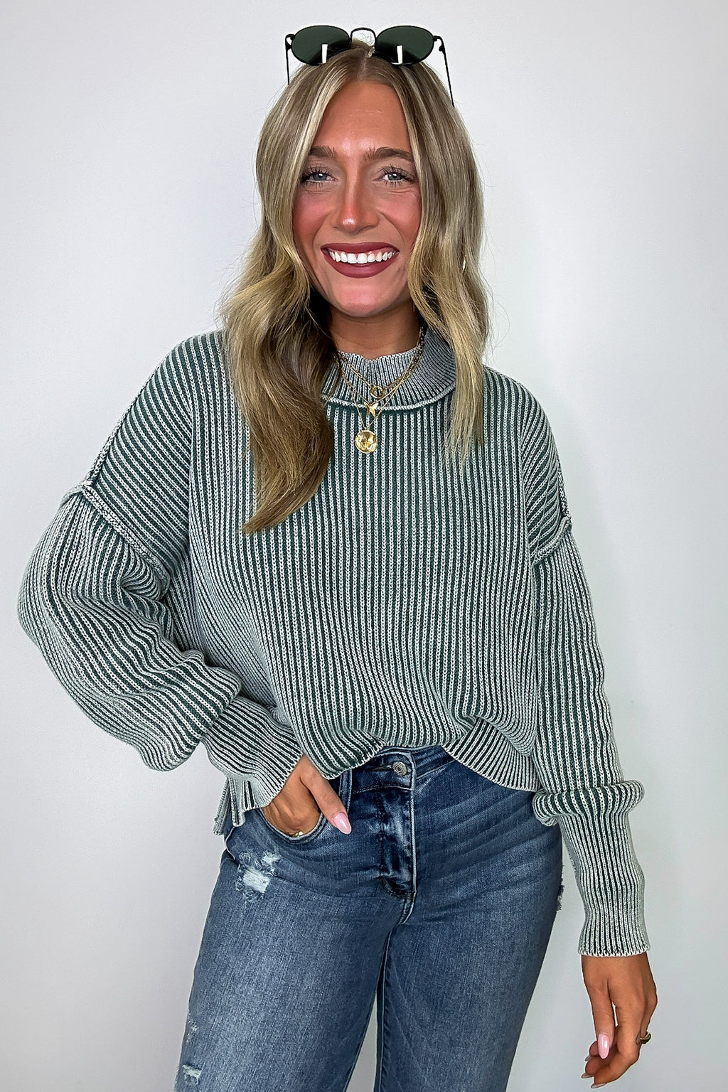 Tara Washed Side Slit Knit Sweater - BACK IN STOCK - Madison and Mallory