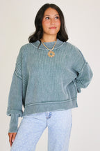 Tara Washed Side Slit Knit Sweater