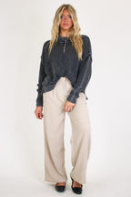 Tara Washed Side Slit Knit Sweater - Madison and Mallory