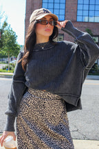 Tara Washed Side Slit Knit Sweater - Madison and Mallory