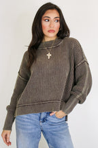 Tara Washed Side Slit Knit Sweater - Madison and Mallory