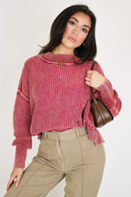Tara Washed Side Slit Knit Sweater - Madison and Mallory