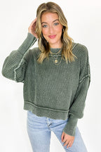 Tara Washed Side Slit Knit Sweater