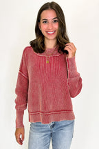 Tara Washed Side Slit Knit Sweater - BACK IN STOCK