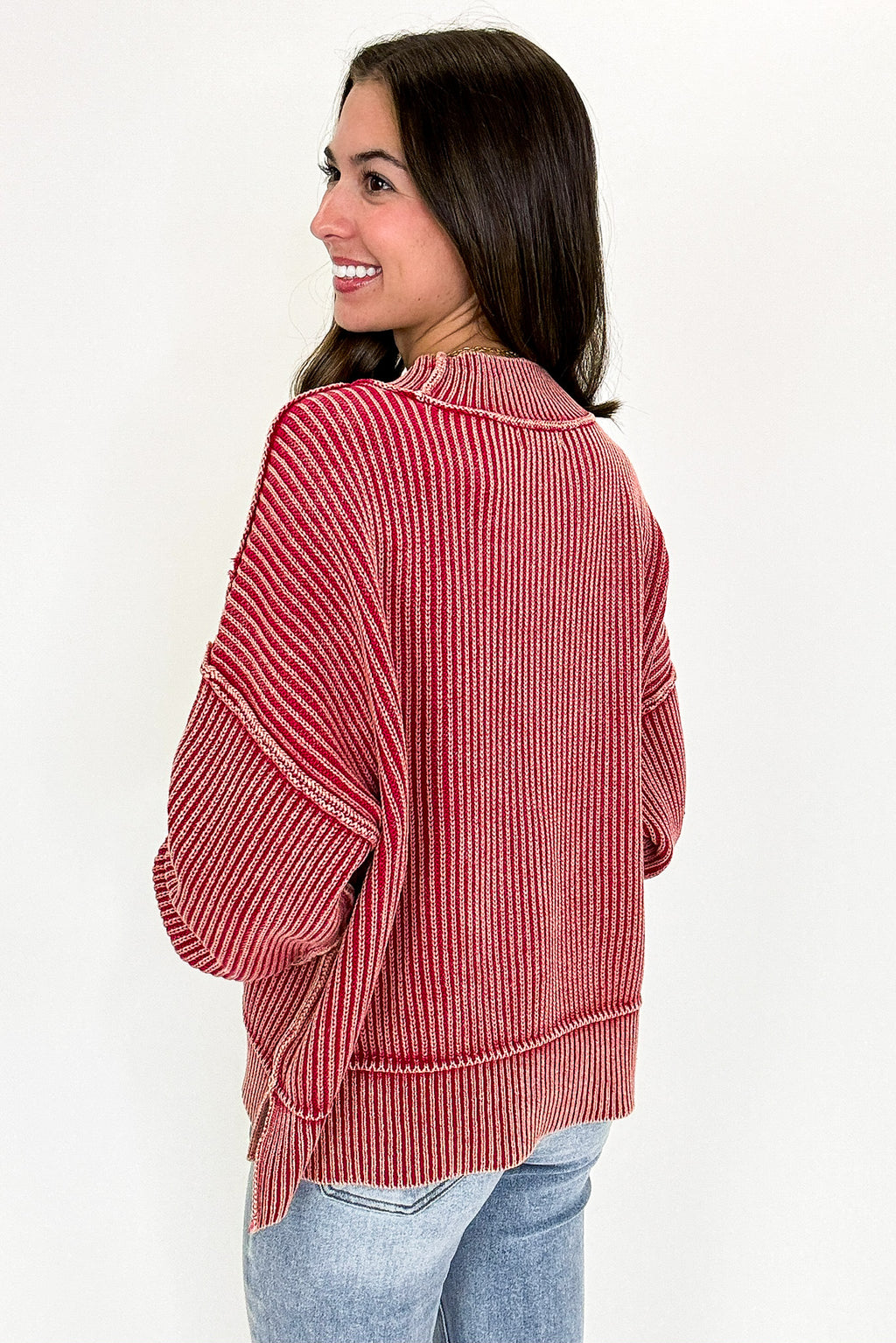 Tara Washed Side Slit Knit Sweater - BACK IN STOCK - Madison and Mallory