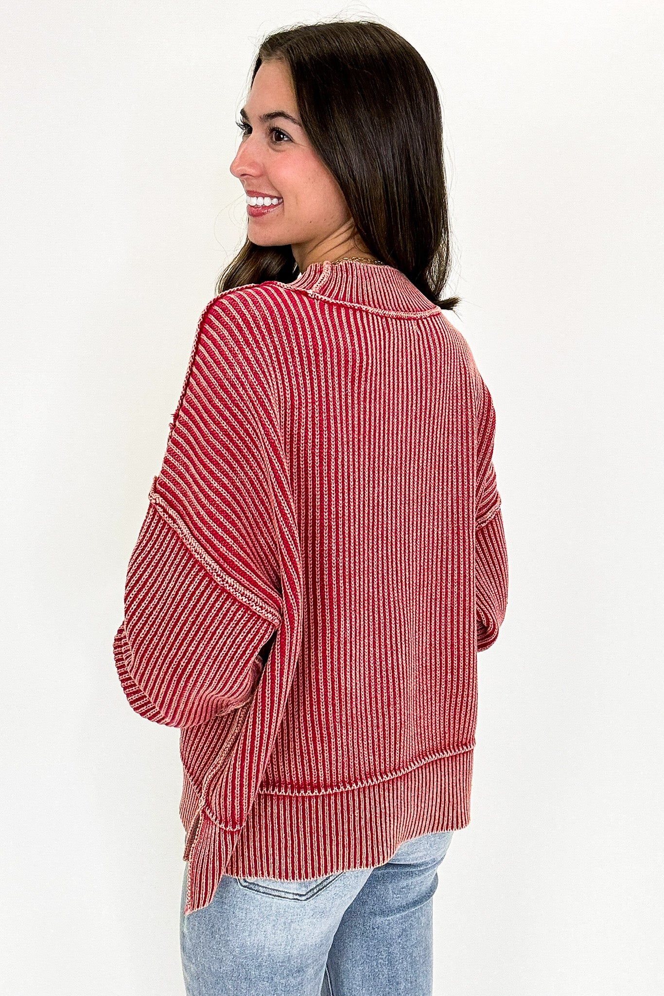 Tara Washed Side Slit Knit Sweater - BACK IN STOCK - Madison and Mallory