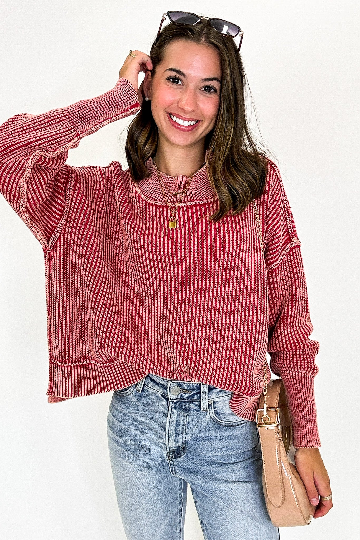 Tara Washed Side Slit Knit Sweater - BACK IN STOCK - Madison and Mallory
