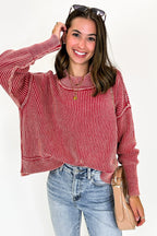 Tara Washed Side Slit Knit Sweater - BACK IN STOCK - Madison and Mallory