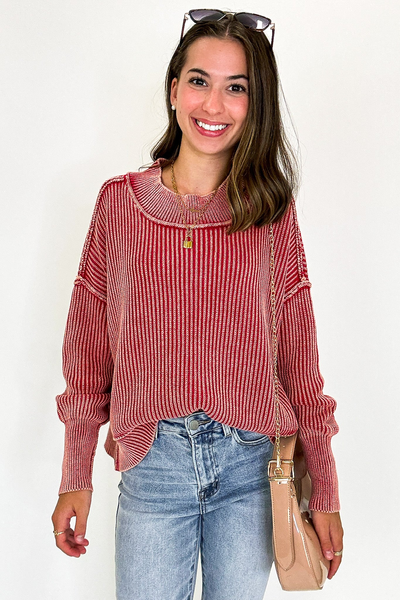 Tara Washed Side Slit Knit Sweater - BACK IN STOCK - Madison and Mallory