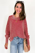 Tara Washed Side Slit Knit Sweater - BACK IN STOCK - Madison and Mallory