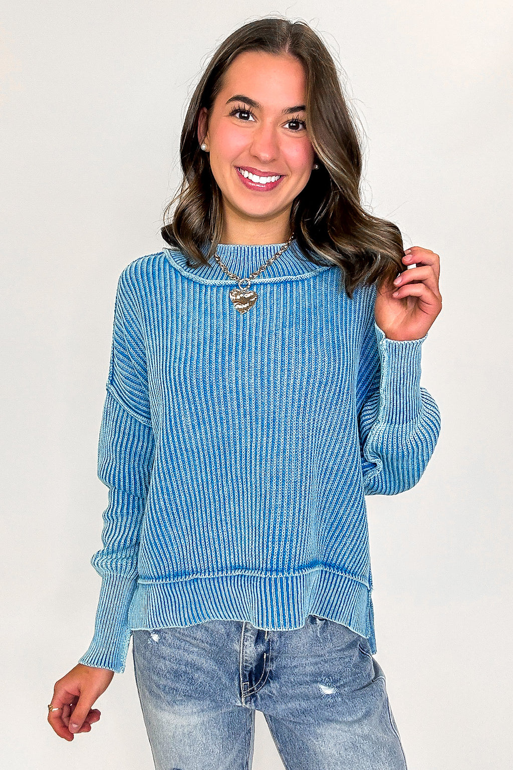 Tara Washed Side Slit Knit Sweater - BACK IN STOCK - Madison and Mallory