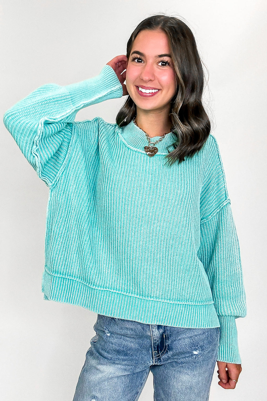 Tara Washed Side Slit Knit Sweater - BACK IN STOCK