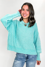 Tara Washed Side Slit Knit Sweater - BACK IN STOCK