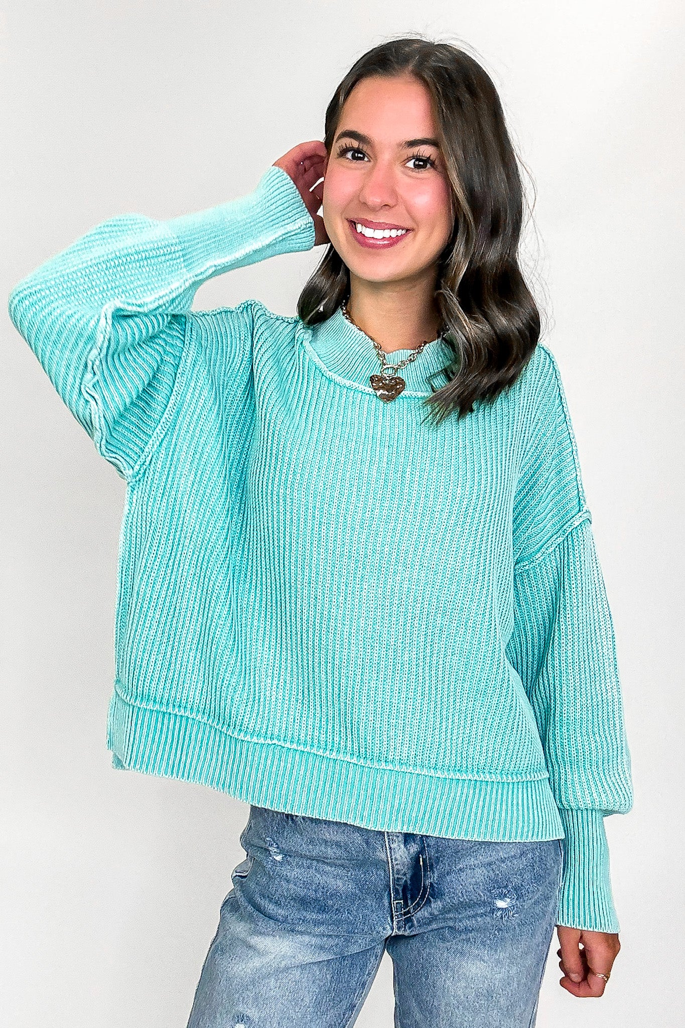 Tara Washed Side Slit Knit Sweater - BACK IN STOCK