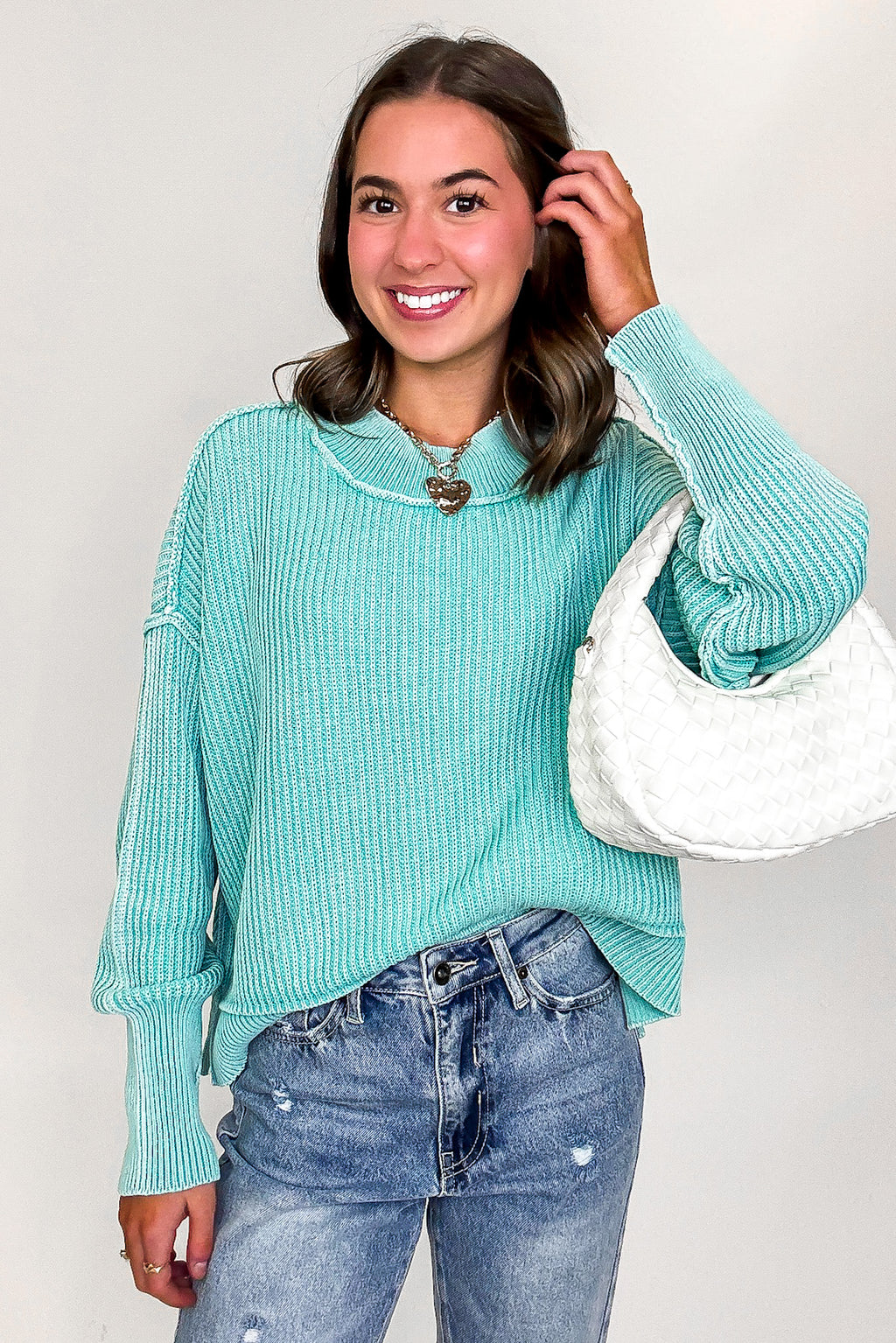 Tara Washed Side Slit Knit Sweater - BACK IN STOCK