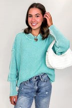 Tara Washed Side Slit Knit Sweater - BACK IN STOCK