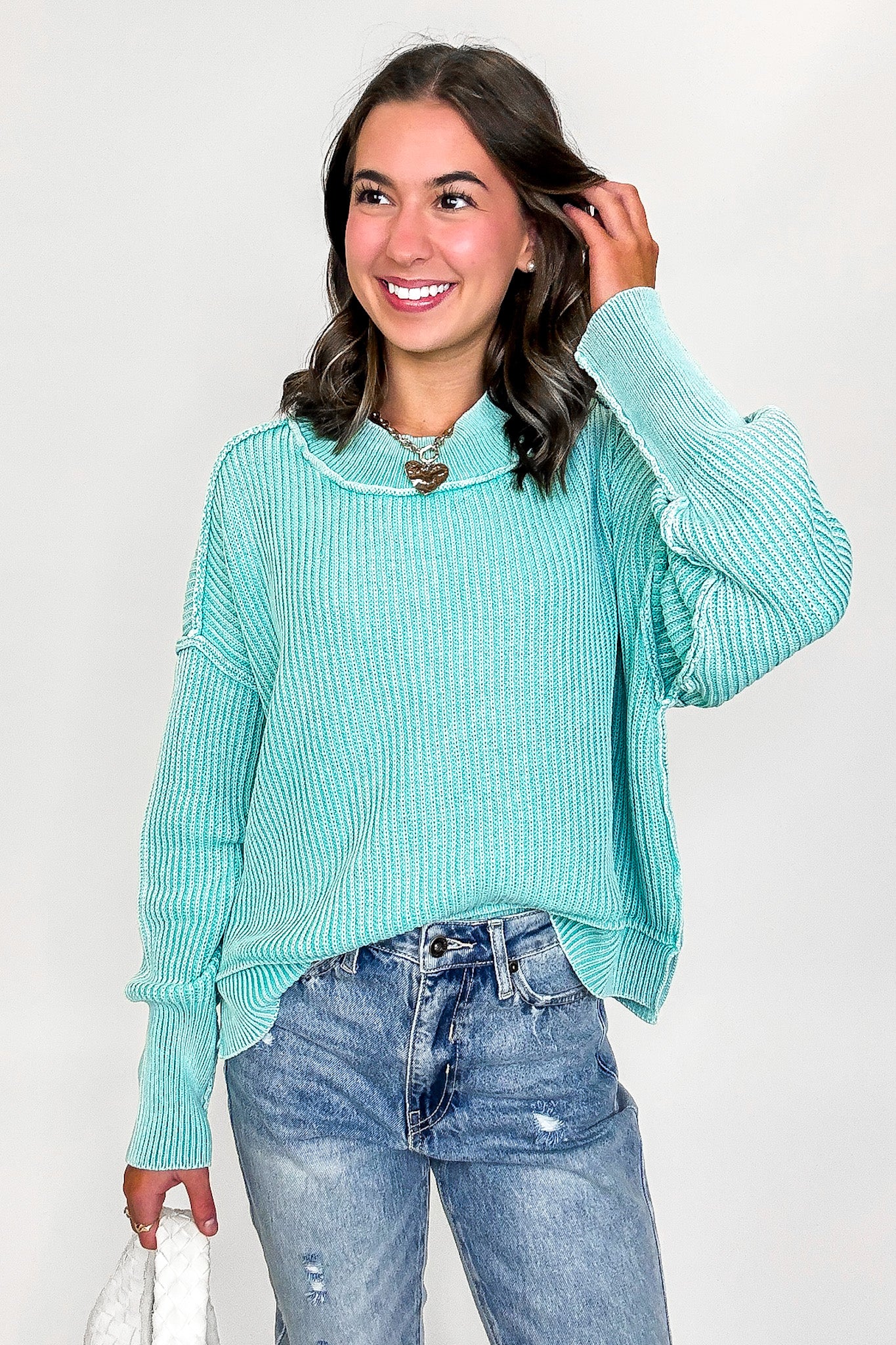 Tara Washed Side Slit Knit Sweater - BACK IN STOCK - Madison and Mallory