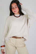 Tara Washed Side Slit Knit Sweater