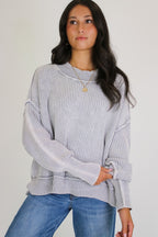 Sleet / SM Tara Washed Side Slit Knit Sweater - Madison and Mallory