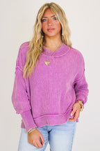 Tara Washed Side Slit Knit Sweater - Madison and Mallory