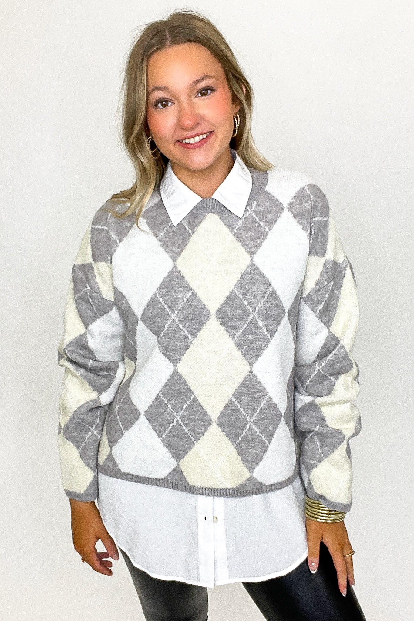 Tartan Touch Argyle Knit Sweater