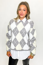 Tartan Touch Argyle Knit Sweater - FINAL SALE - Madison and Mallory