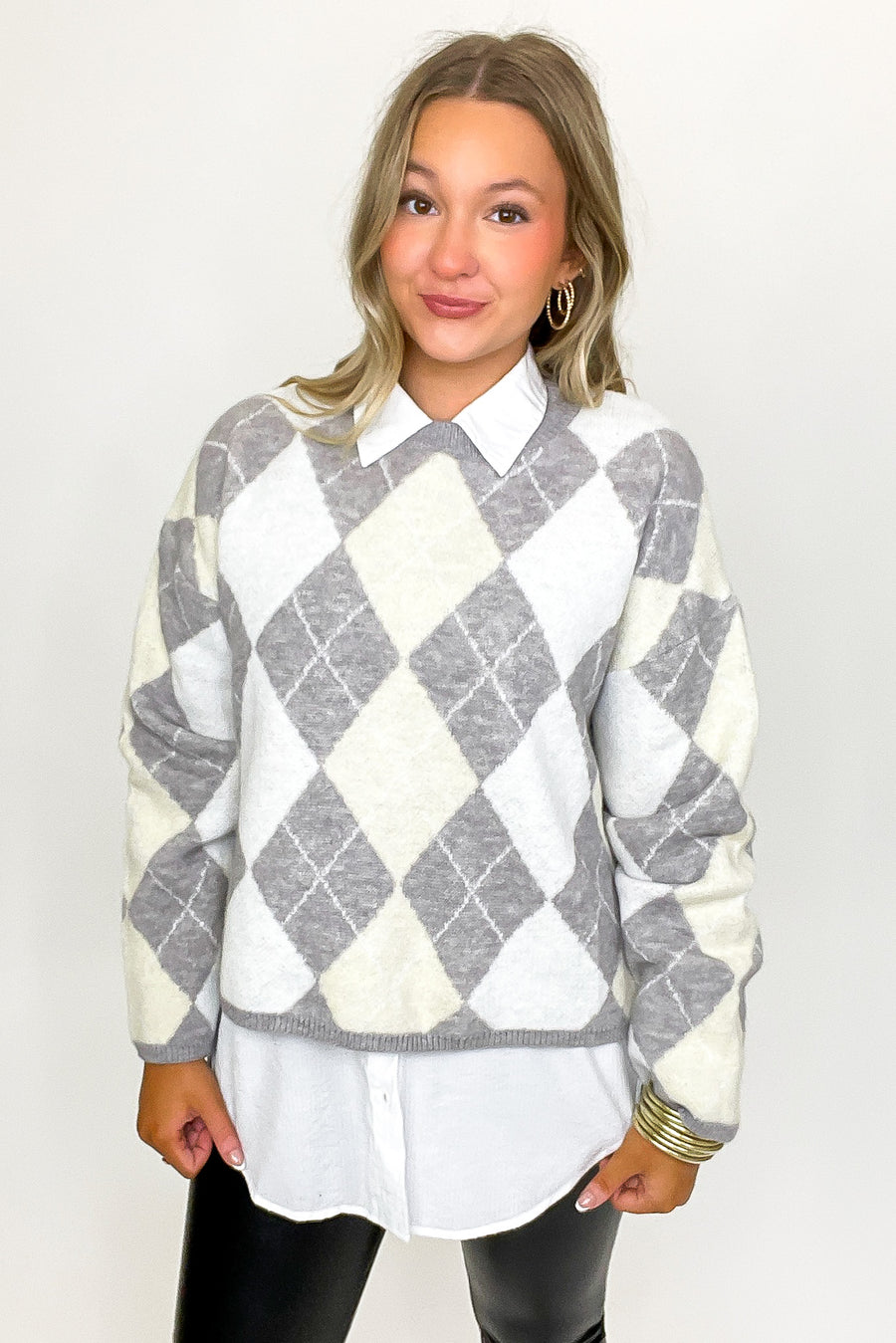 Tartan Touch Argyle Knit Sweater