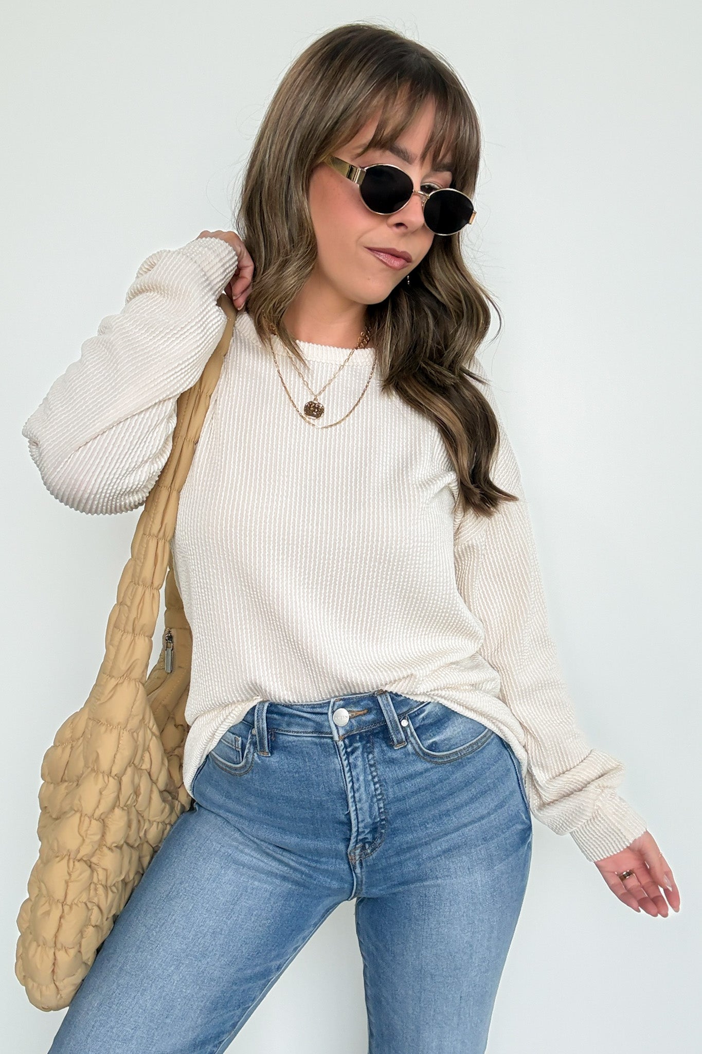  Taryn Ribbed Knit Puff Sleeve Top - Madison and Mallory