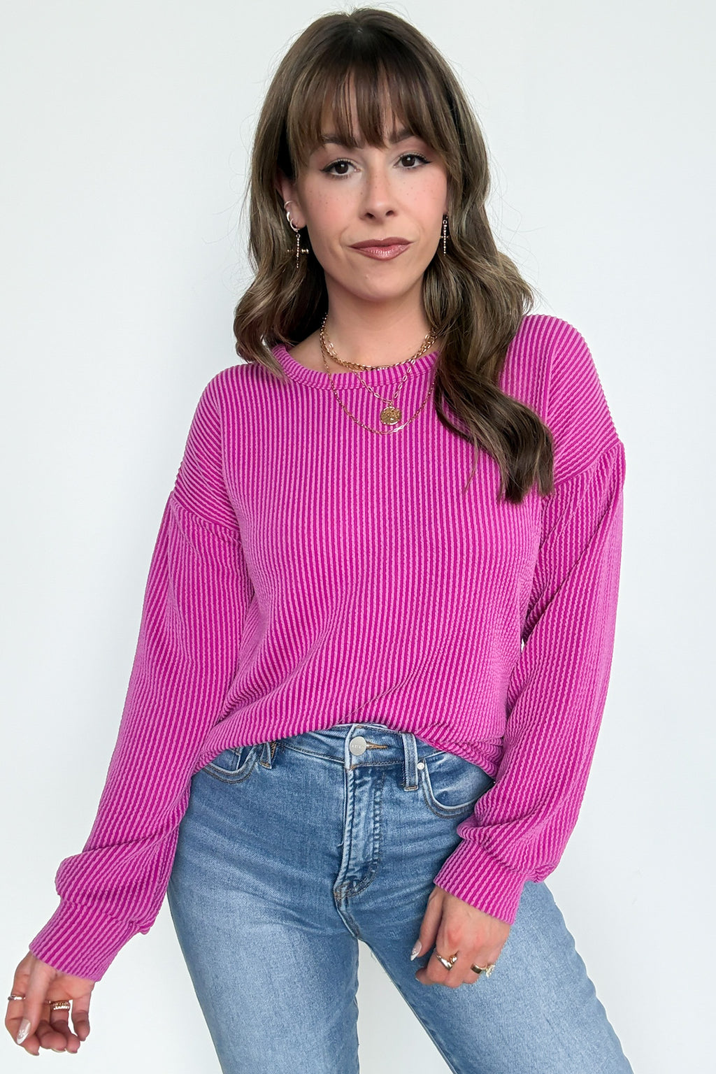 Taryn Ribbed Knit Puff Sleeve Top - FINAL SALE - Madison and Mallory