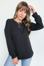 Taryn Ribbed Knit Puff Sleeve Top - FINAL SALE - Madison and Mallory