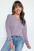 Dusty Lavender / S Taryn Ribbed Knit Puff Sleeve Top - FINAL SALE - Madison and Mallory