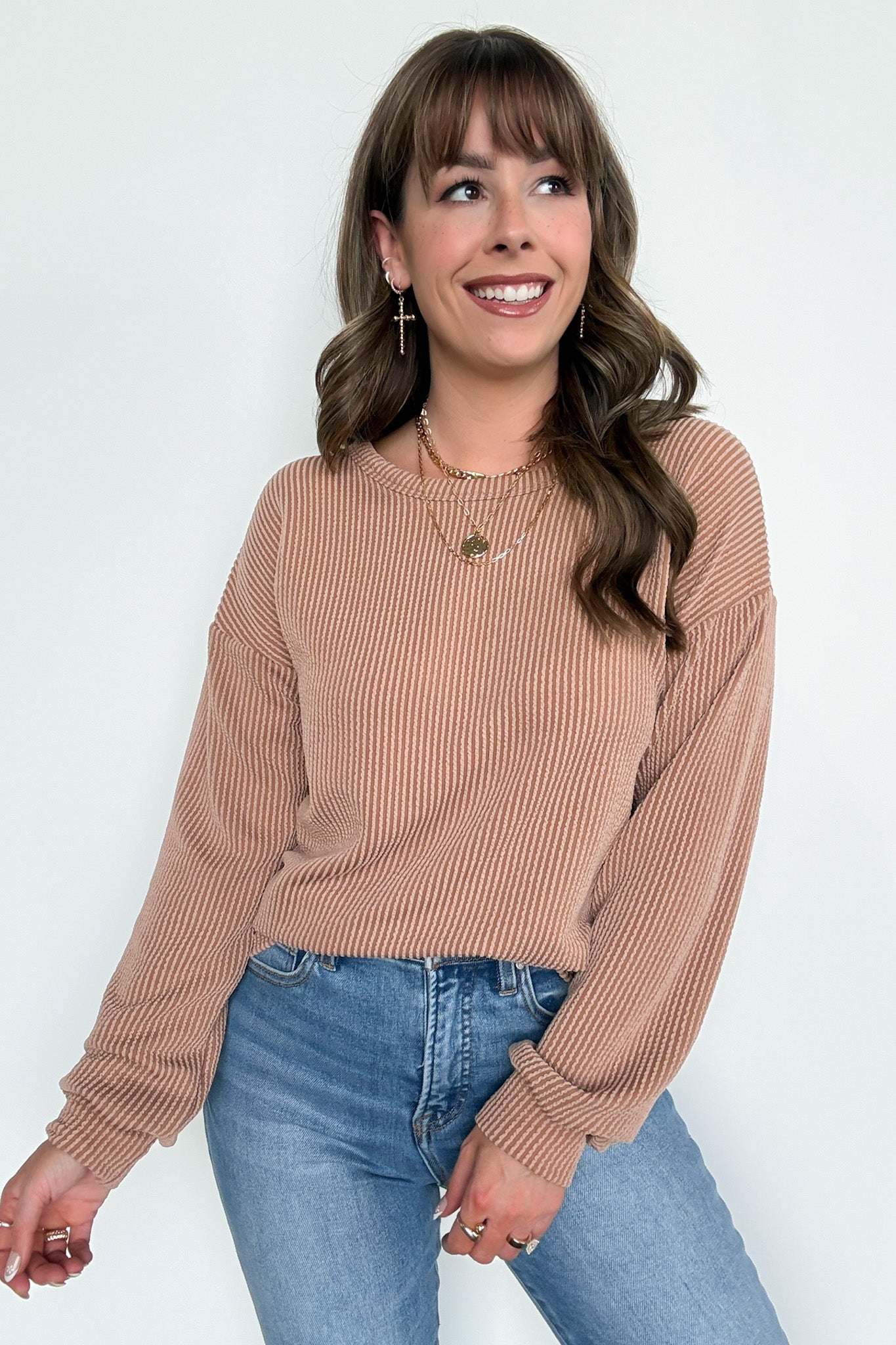  Taryn Ribbed Knit Puff Sleeve Top - Madison and Mallory