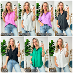  Taryyn Raw Edge Button Henley Top - BACK IN STOCK - Madison and Mallory