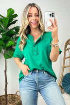  Taryyn Raw Edge Button Henley Top - BACK IN STOCK - Madison and Mallory
