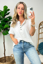  Taryyn Raw Edge Button Henley Top - BACK IN STOCK - Madison and Mallory